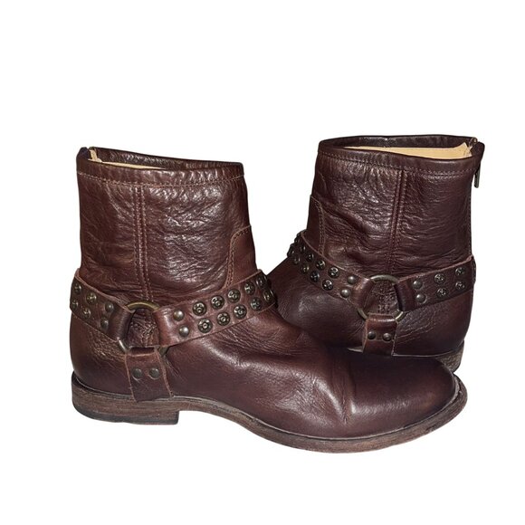 Fyre Womens Boots Size 9 Brown Phillip Harness Studded Ankle Leather Casual - Picture 11 of 15